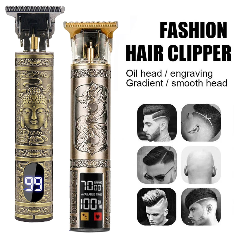 Electric Shaver Rotary - 充電式メンズT9彫刻ヘアクリッパー、ヴィンテージポータブルUSBクリーニング、理髪師用プロフェッショナルヘアカットマシン、髭トリマー