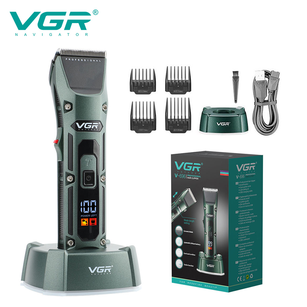 Electric Shaver Rotary - VGR V-696 新金属人気サロン理容室ヘアカット機プロフェッショナルコードレスヘアトリマー電動バリカン男性用
