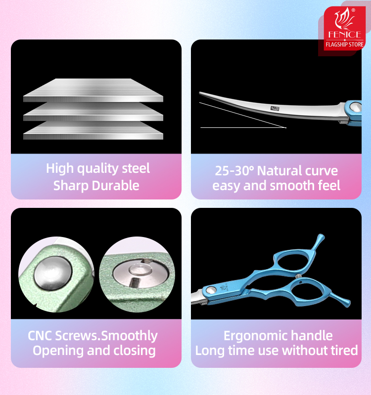 フェニーチェ 6.5インチ プロ用犬用グルーミングハサミセッ - Grooming Scissors のレビューと価格
