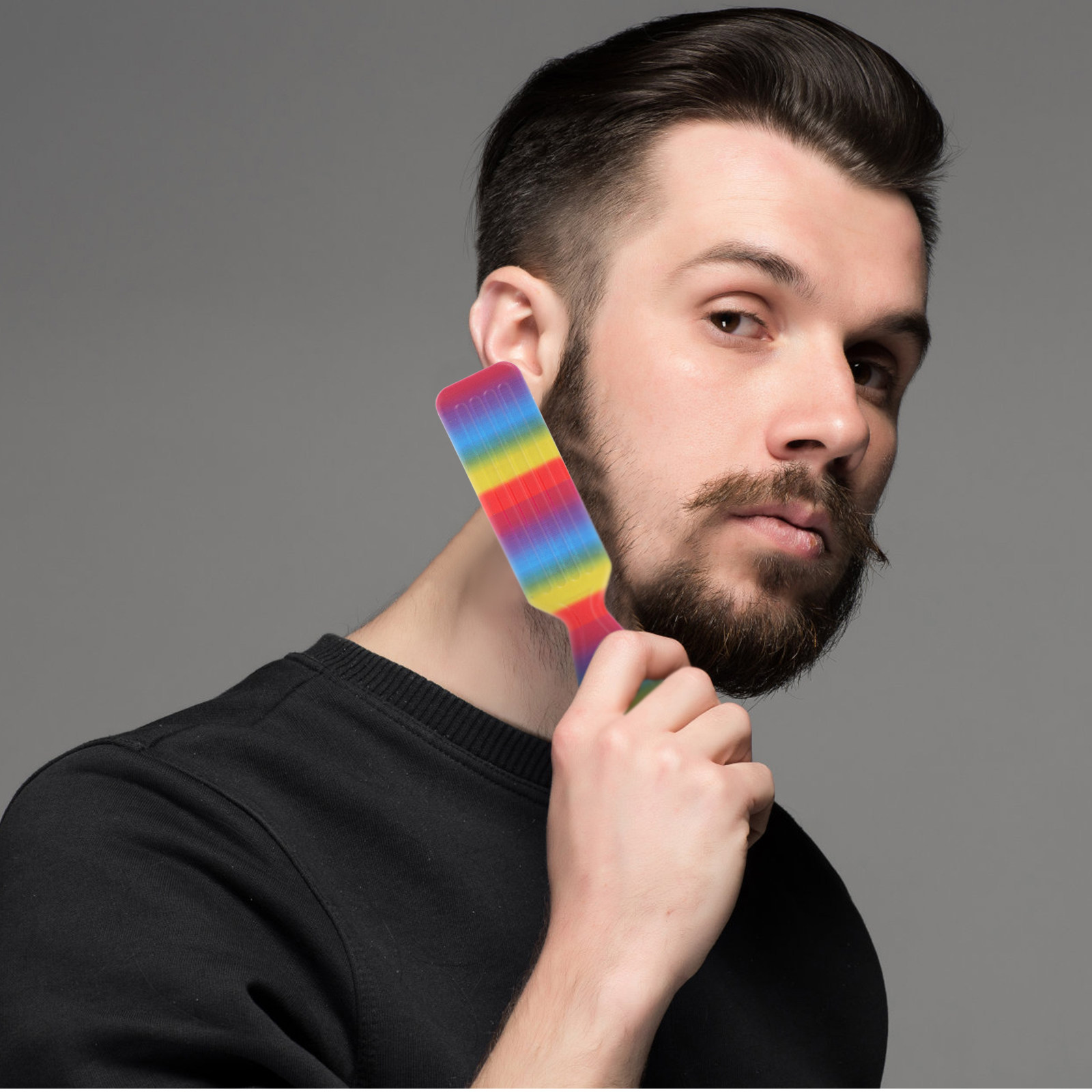 レトロなデザインのオイルヘアブラシ、ひげブラシ、理髪店用、細 - Beard Oil のレビューと価格