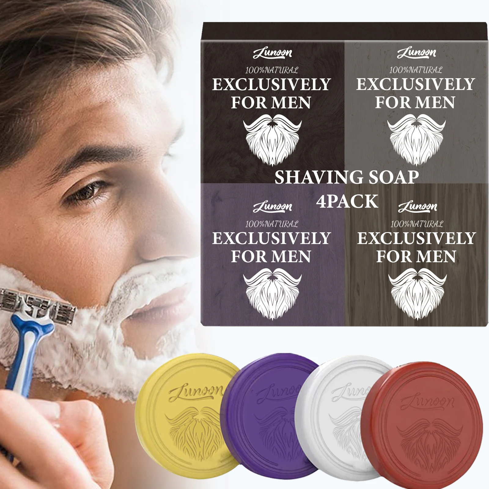 4/1個入り メンズ髭剃り石鹸 手作り 滑らかな質感 濃密な - Shaving Cream のレビューと価格