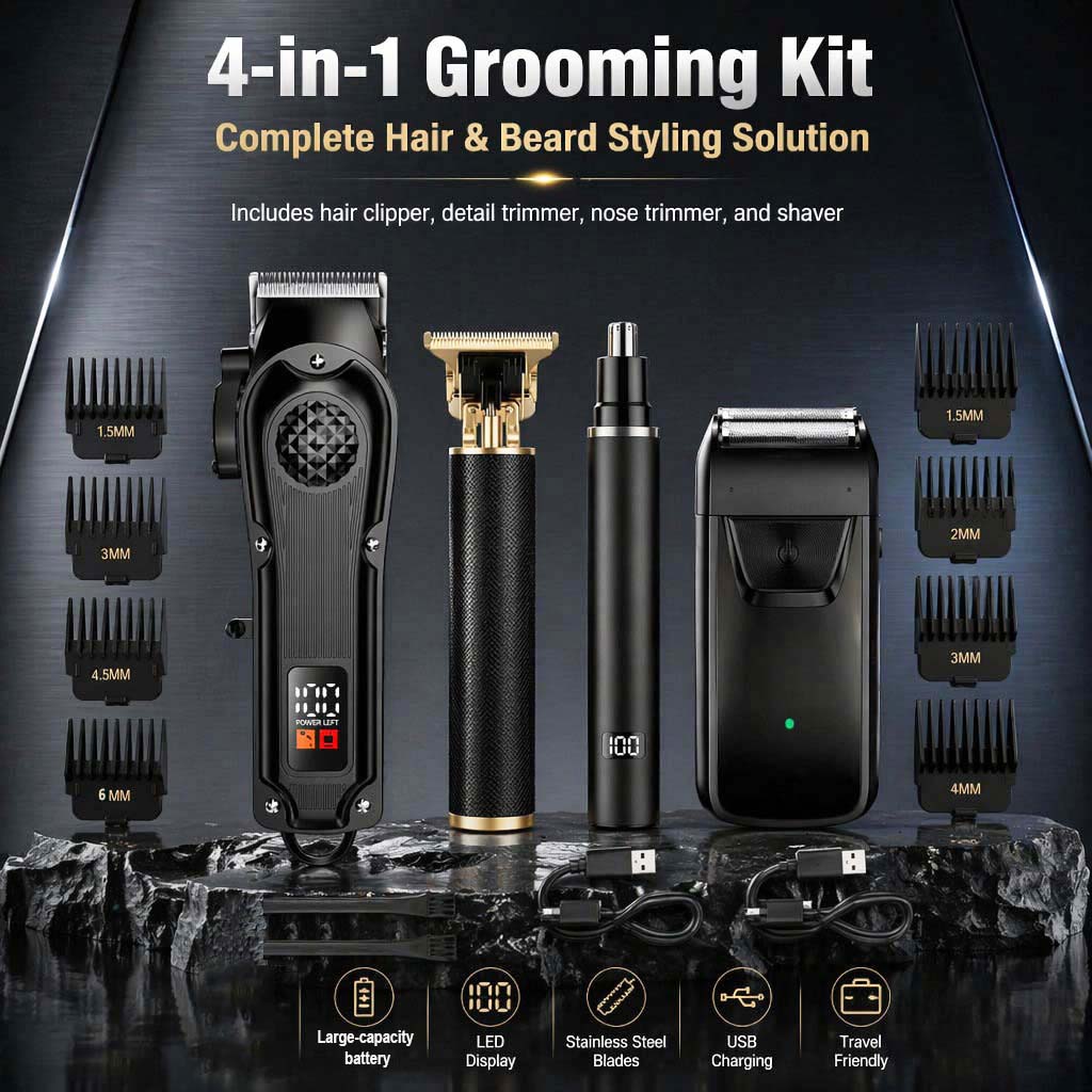 4-in-1 メンズヘアクリッパーセット（LEDディスプレイ - Electric Shaver Rotary のレビューと価格
